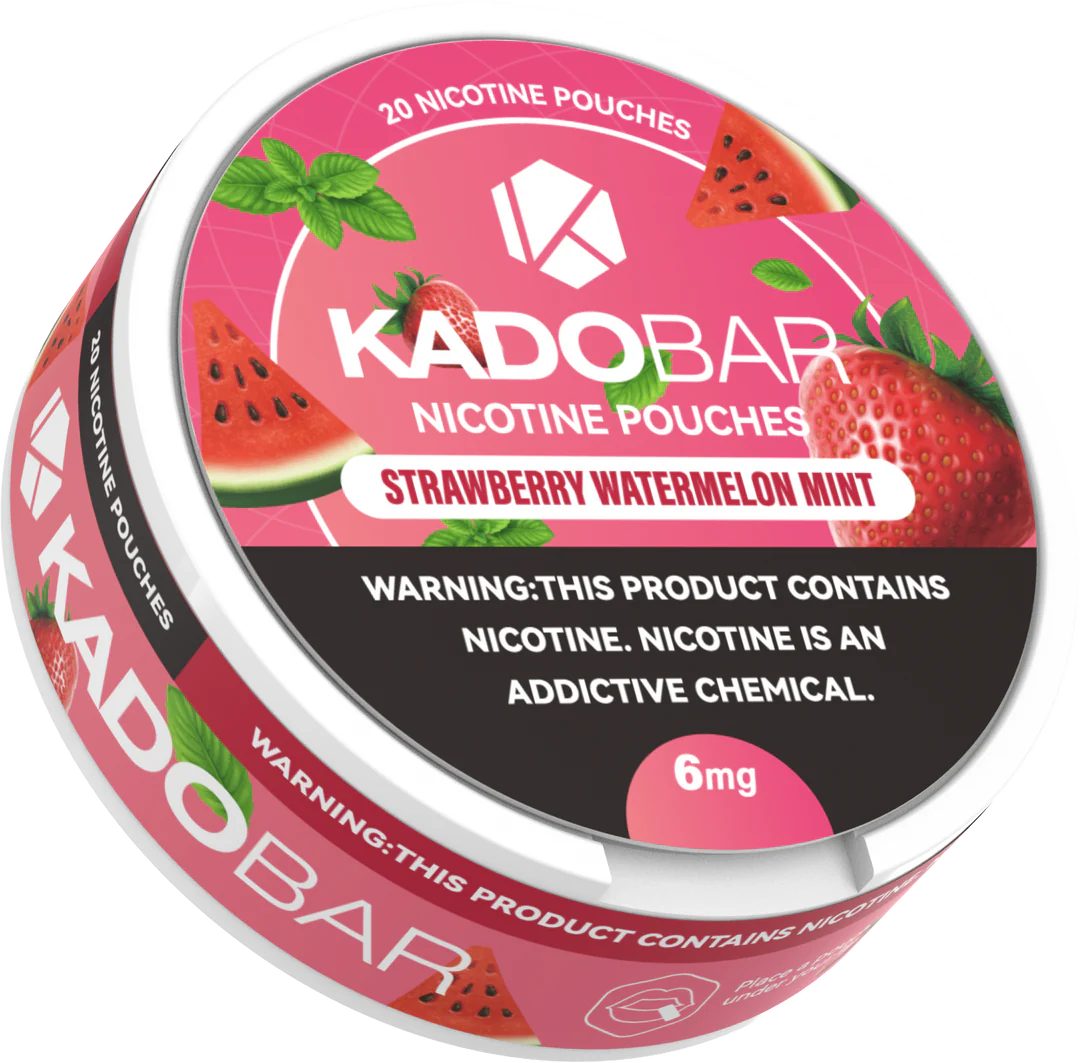 StrawberryWatermelonMint (1) Strawberry Watermelon Mint Kado Bar Nicotine Pouches 20 Pack Can